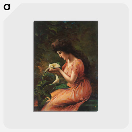 アートポストカード-Woman and Calla Lily
 - ボストン公共図書館 Postcard.