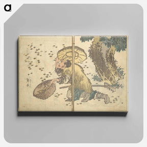 アートパネル-Picture Book with Mixed Verses on Jōruri (Puppet Theater) - 葛飾 北斎 Canvas.