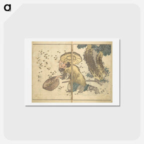 アートポストカード-Picture Book with Mixed Verses on Jōruri (Puppet Theater) - 葛飾 北斎 Postcard.