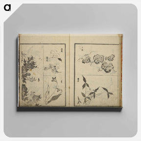 アートパネル-Random sketches by Hokusai - 葛飾 北斎 Canvas.