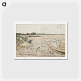 アートポストカード-Hokusai's Panoramic Views of Both Banks of the Sumida River at a Glance - 葛飾 北斎 Postcard.