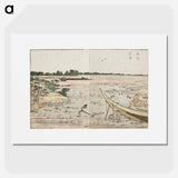 Hokusai's Panoramic Views of Both Banks of the Sumida River at a Glance - 葛飾 北斎 Poster.