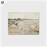 アートポストカード-Hokusai's Panoramic Views of Both Banks of the Sumida River at a Glance - 葛飾 北斎 Postcard.
