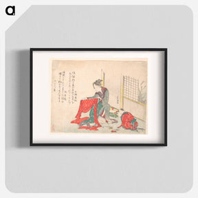アートポスター-Woman Folding Cloth - 葛飾 北斎 Poster.