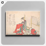 Woman Folding Cloth - 葛飾 北斎 Canvas.