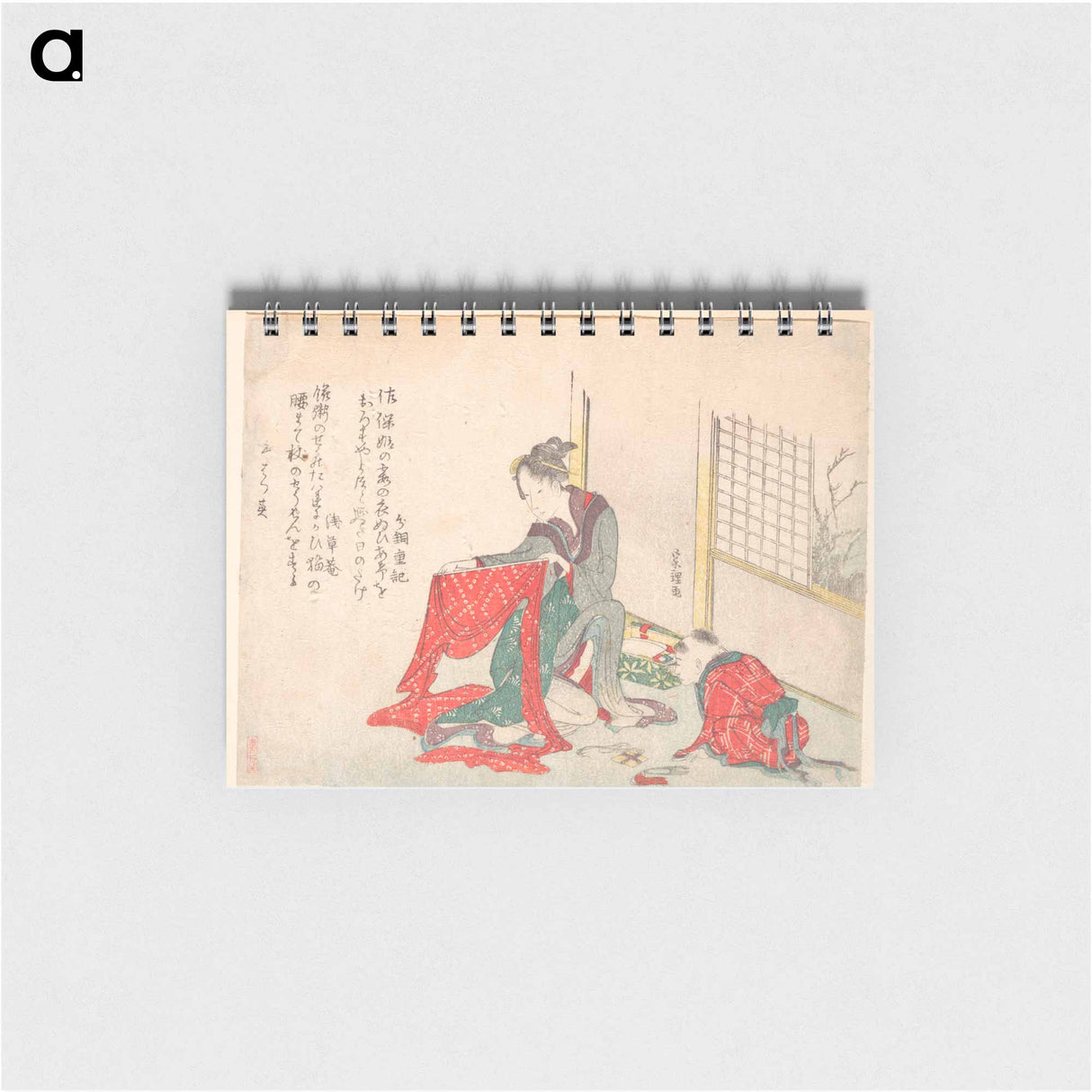Woman Folding Cloth - 葛飾 北斎 Memo.