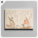 Two Kyōka poets: Kinkōsha Kadomichi; Fukujusō Shōmaru - 葛飾 北斎 Canvas.