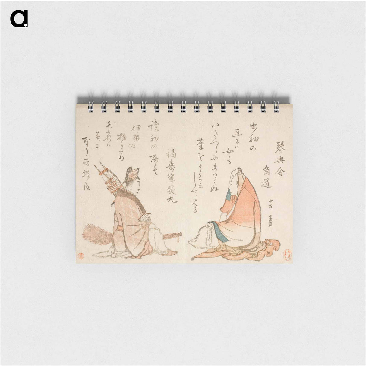 Two Kyōka poets: Kinkōsha Kadomichi; Fukujusō Shōmaru - 葛飾 北斎 Memo.