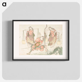 アートポスター-Minamoto no Tametomo and Two Salt Gatherers - 葛飾 北斎 Poster.