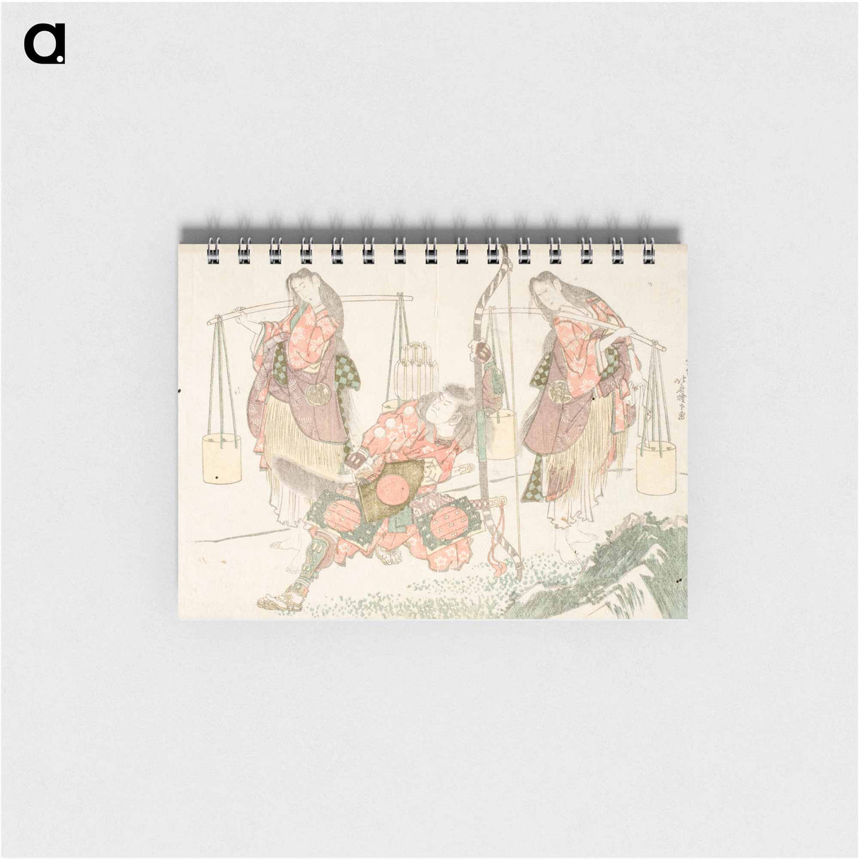Minamoto no Tametomo and Two Salt Gatherers - 葛飾 北斎 Memo.