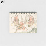Minamoto no Tametomo and Two Salt Gatherers - 葛飾 北斎 Memo.