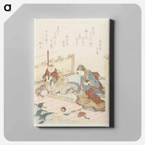 アートパネル-A comparison of Genroku poems and shells - 葛飾 北斎 Canvas.