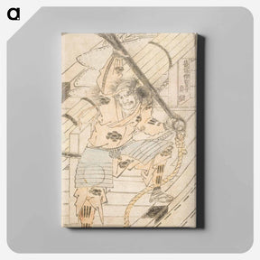 アートパネル-Shinozuka Iganokami Sadatsuna Holding a Ship's Anchor - 葛飾 北斎 Canvas.