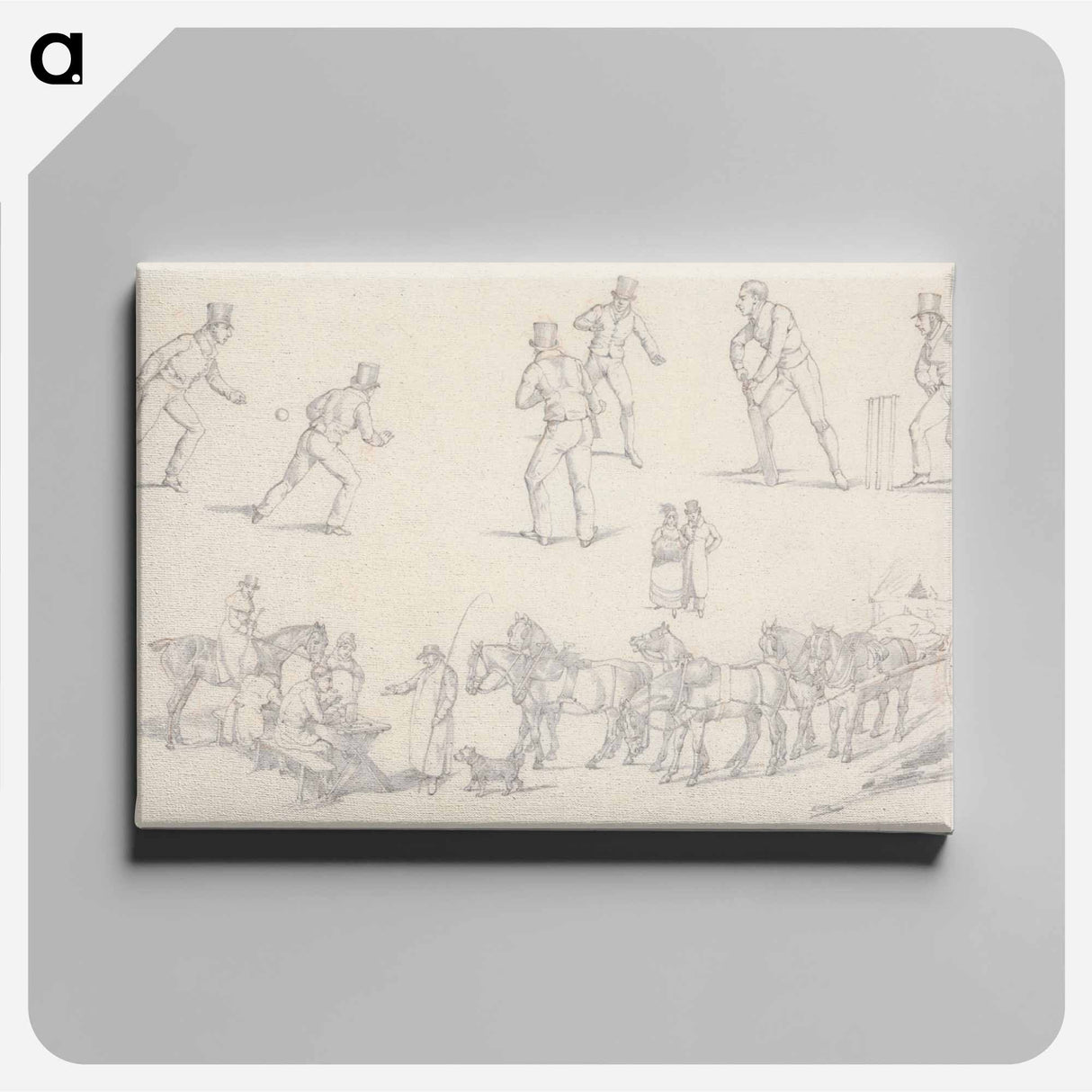 アートパネル-"Landscape Scenery", No. 7: Scenes of Cricket and a Waggoner With His Team
 - イェール大学アートギャラリー Canvas.