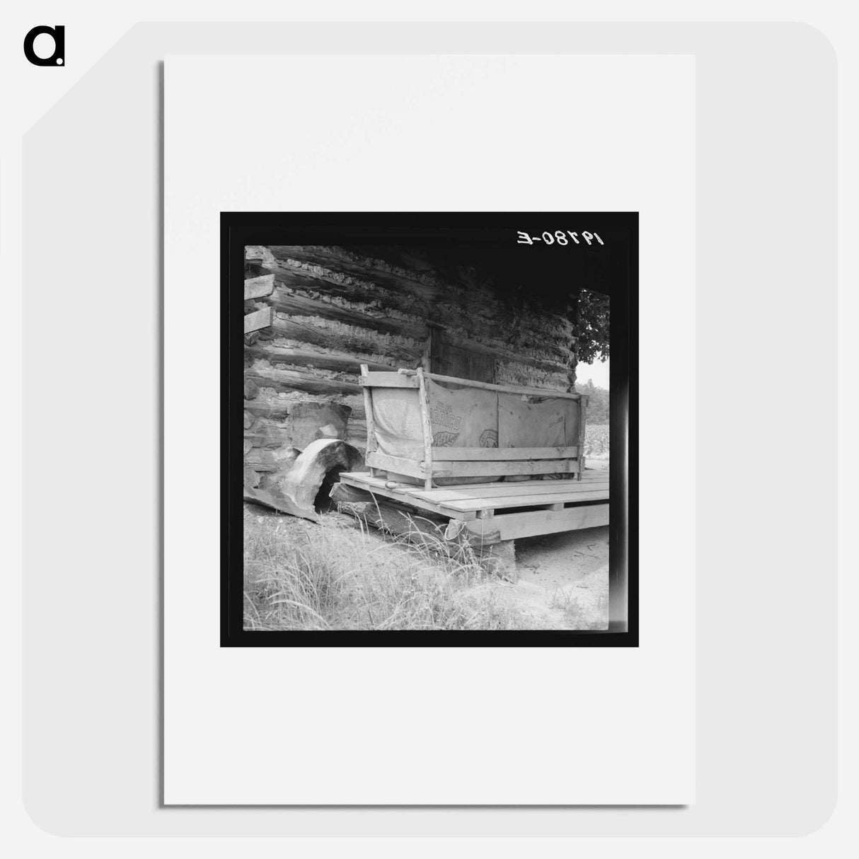 Tobacco barn with tobacco sled and vehicle used for conveying tobacco sleds - Dorothea Lange Poster.