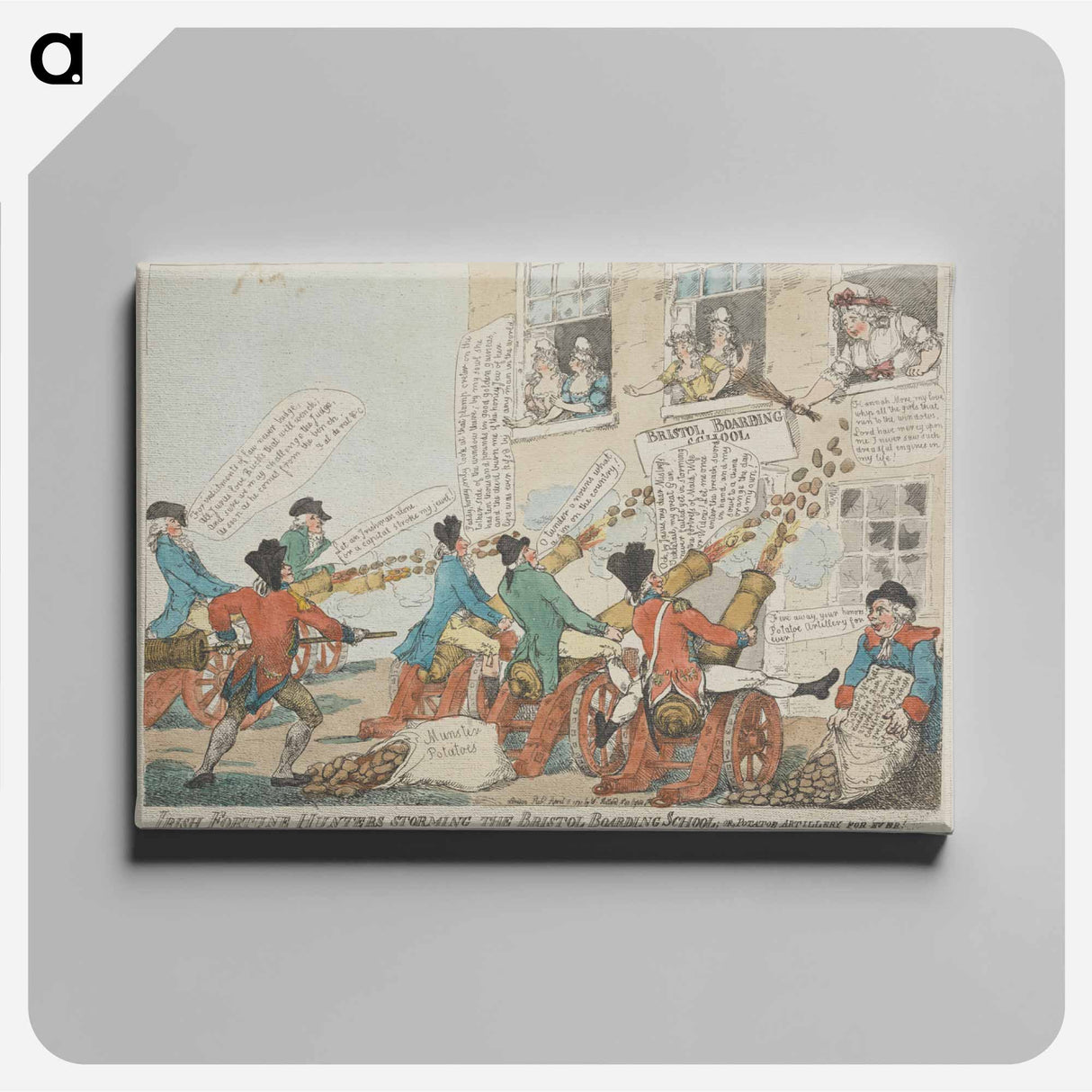 アートパネル-Irish Fortune Hunters storming the Bristol Boarding School; or, Potatoe Artillery for ever
 - イェール大学アートギャラリー Canvas.