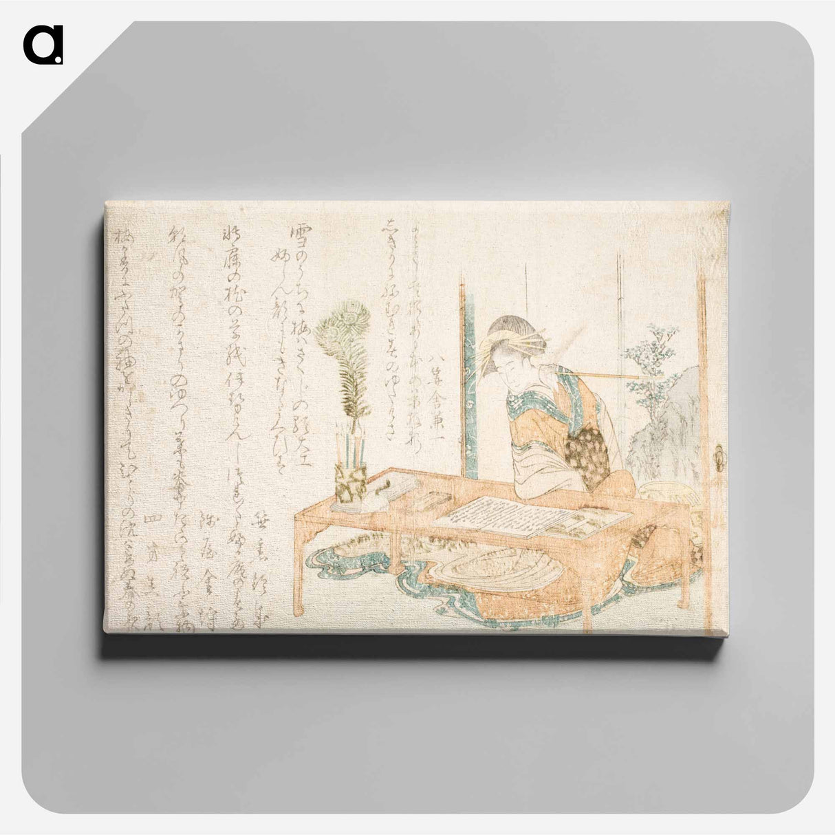 Woman Reading at a Table - 葛飾 北斎 Canvas.