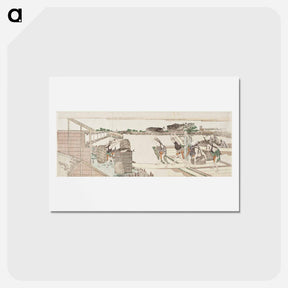 アートポストカード-Unloading Bonito for Market - 葛飾 北斎 Postcard.