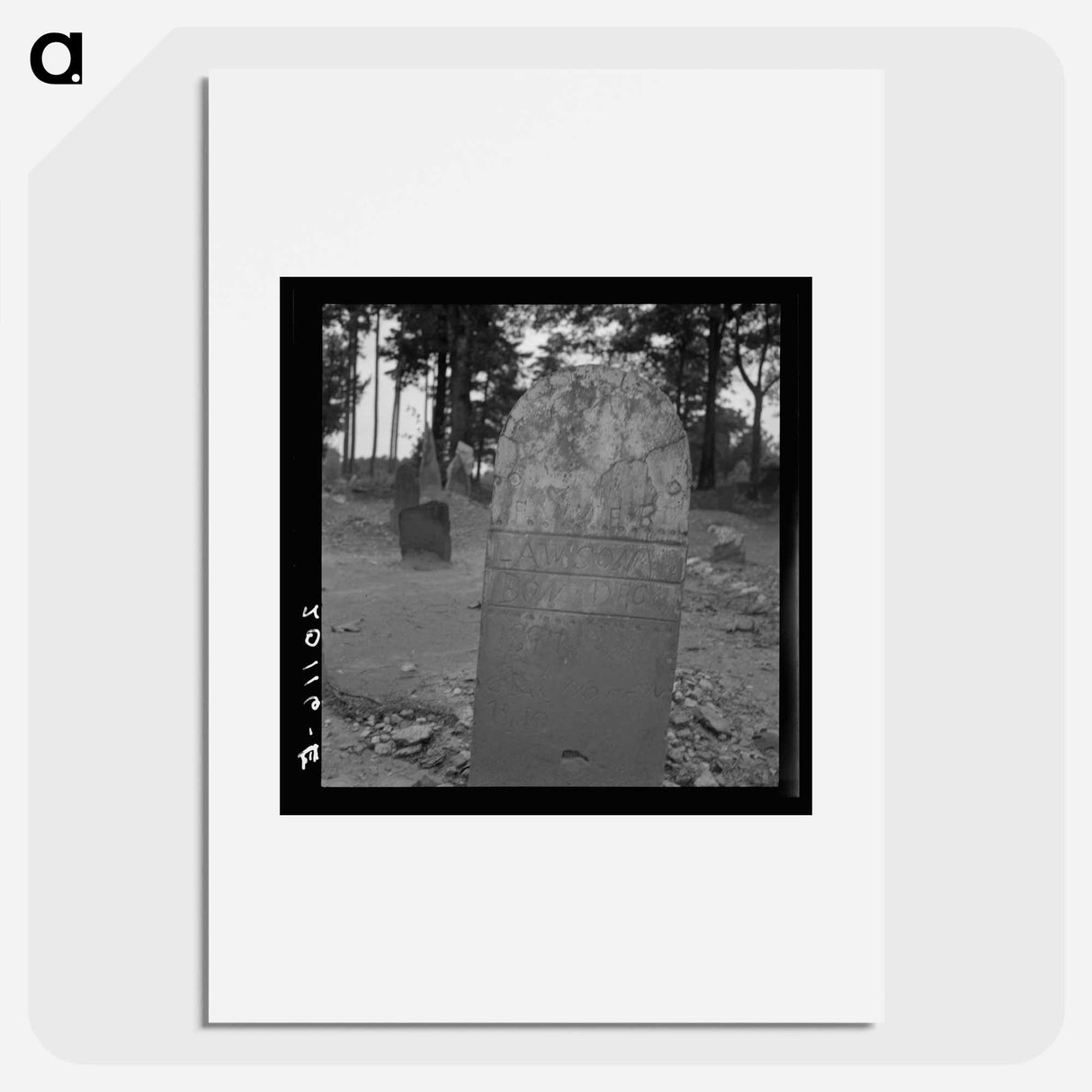 Tombstone in a red clay cemetery - Dorothea Lange Poster.