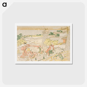 アートポストカード-Act III from the Play Kanadehon Chushingura, "A Kana Primer for the Treasury of Loyal Retainers" - 葛飾 北斎 Postcard.