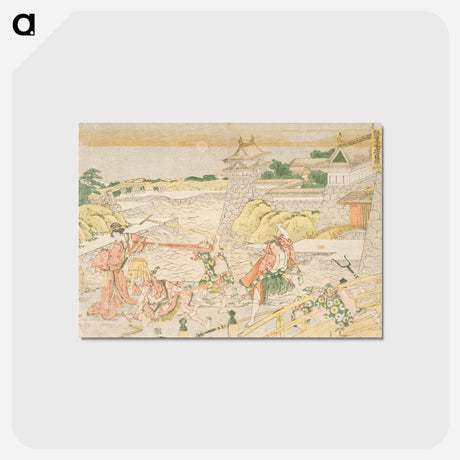 アートポストカード-Act III from the Play Kanadehon Chushingura, "A Kana Primer for the Treasury of Loyal Retainers" - 葛飾 北斎 Postcard.