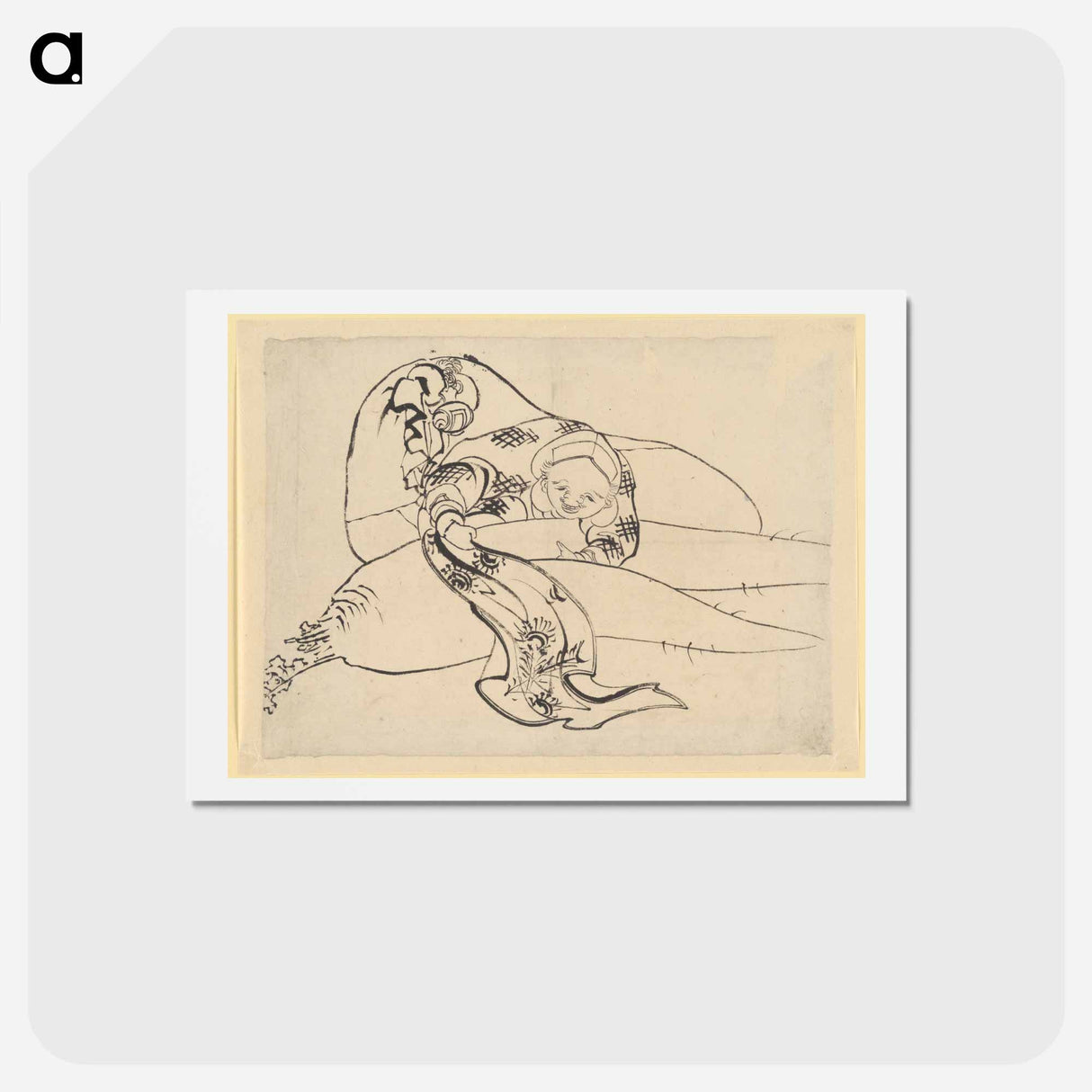 アートポストカード-Daikoku (God of Luck) with Radish - 葛飾 北斎 Postcard.