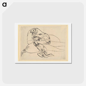 アートポストカード-Daikoku (God of Luck) with Radish - 葛飾 北斎 Postcard.