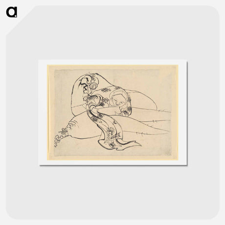 アートポストカード-Daikoku (God of Luck) with Radish - 葛飾 北斎 Postcard.