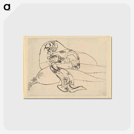アートポストカード-Daikoku (God of Luck) with Radish - 葛飾 北斎 Postcard.