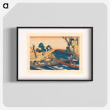 Houtzagerij in de bocht van een rivier - Katsushika Hokusai Poster.