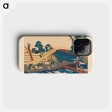 Houtzagerij in de bocht van een rivier - Katsushika Hokusai Phone Case.