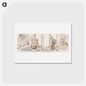 アートポストカード-Liefdespaar bespied - 葛飾 北斎 Postcard.