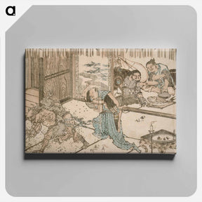 アートパネル-Chasing Out Demons at Lunar New Year - 葛飾 北斎 Canvas.