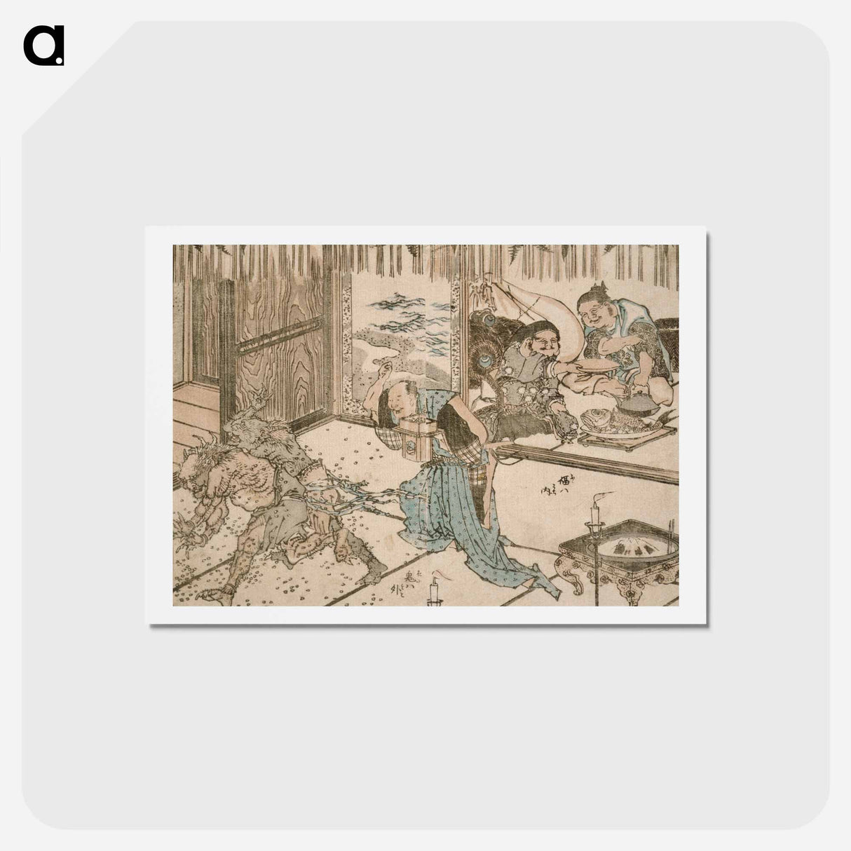 アートポストカード-Chasing Out Demons at Lunar New Year - 葛飾 北斎 Postcard.