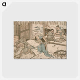 アートポストカード-Chasing Out Demons at Lunar New Year - 葛飾 北斎 Postcard.