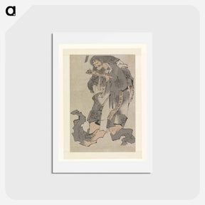 アートポストカード-Krijger met waaier - 葛飾 北斎 Postcard.