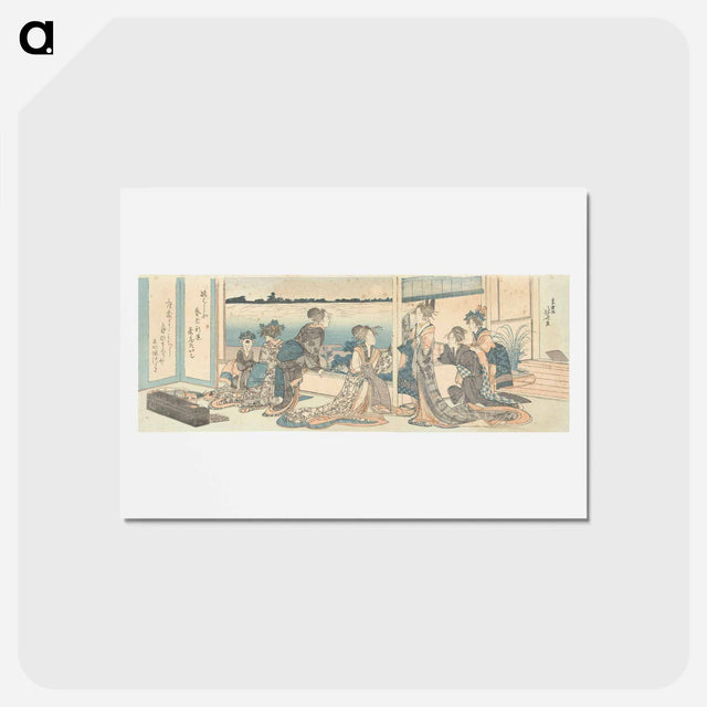 アートポストカード-Courtisanes kijkend naar de herfstmaan - 葛飾 北斎 Postcard.