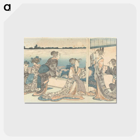 アートポストカード-Courtisanes kijkend naar de herfstmaan - 葛飾 北斎 Postcard.