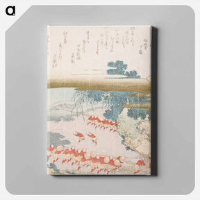 アートパネル-Woman teaching a child to play samisen - 葛飾 北斎 Canvas.