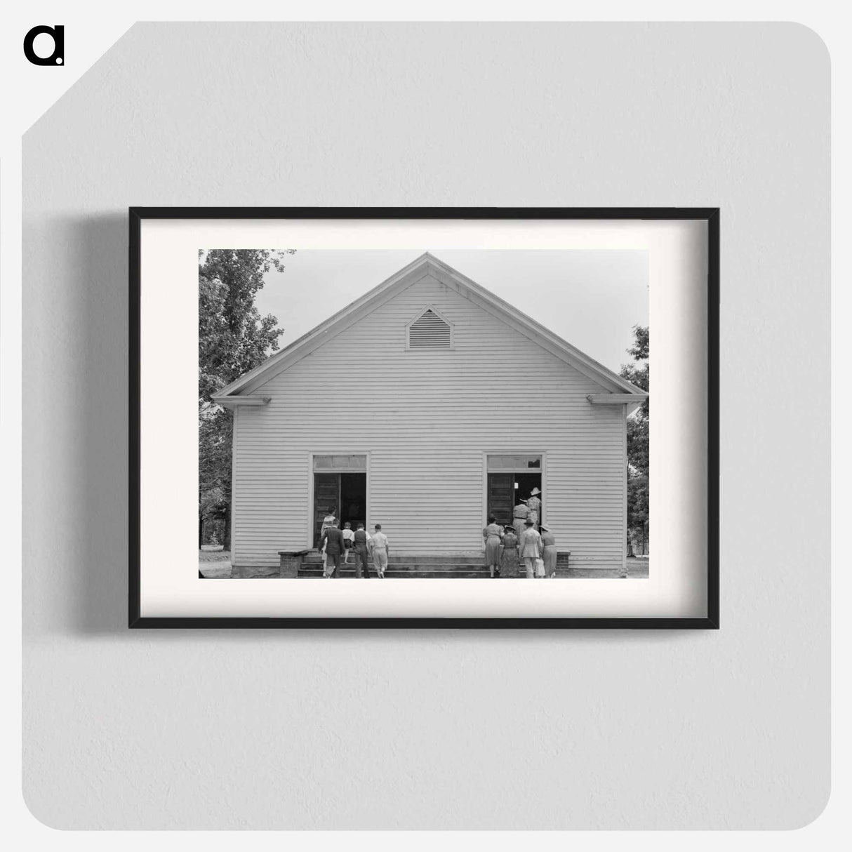 Untitled photo, possibly related to: Congregation entering church. Wheeley's Church. Person County, North Carolina - ドロテア ラング Poster.