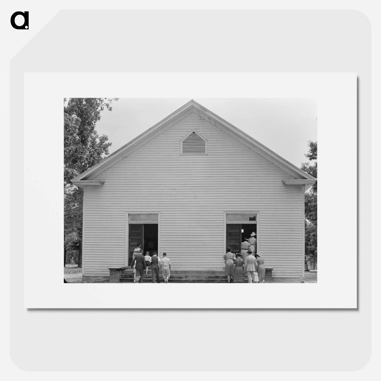 Untitled photo, possibly related to: Congregation entering church. Wheeley's Church. Person County, North Carolina - ドロテア ラング Poster.