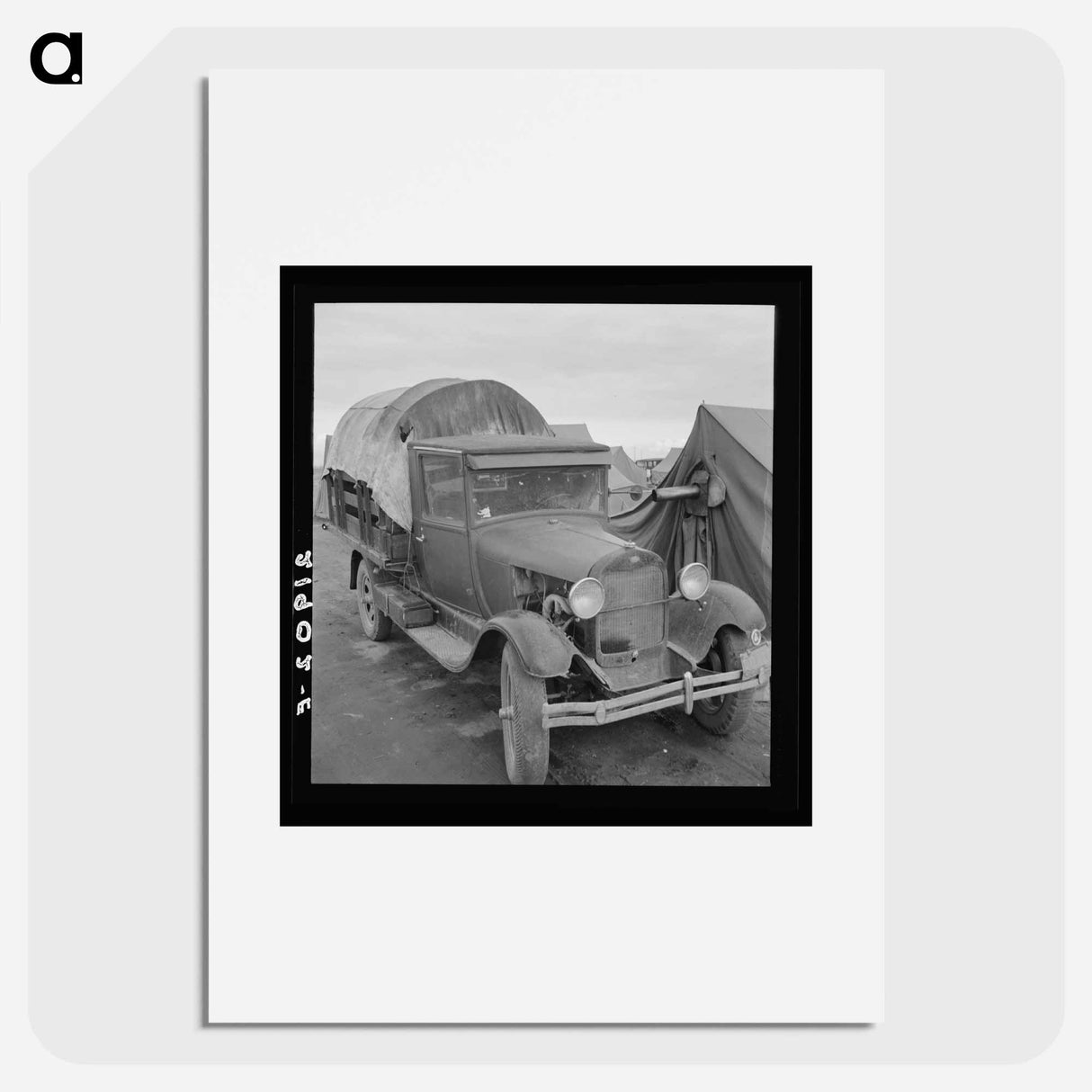 Truck, baby parked on front seat. - Dorothea Lange Poster.