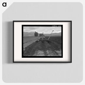 アートポスター-Sugar beet field freshly plowed by tractor with plowshare attached and showing Mexican operator. California. - ドロテア ラング Poster.