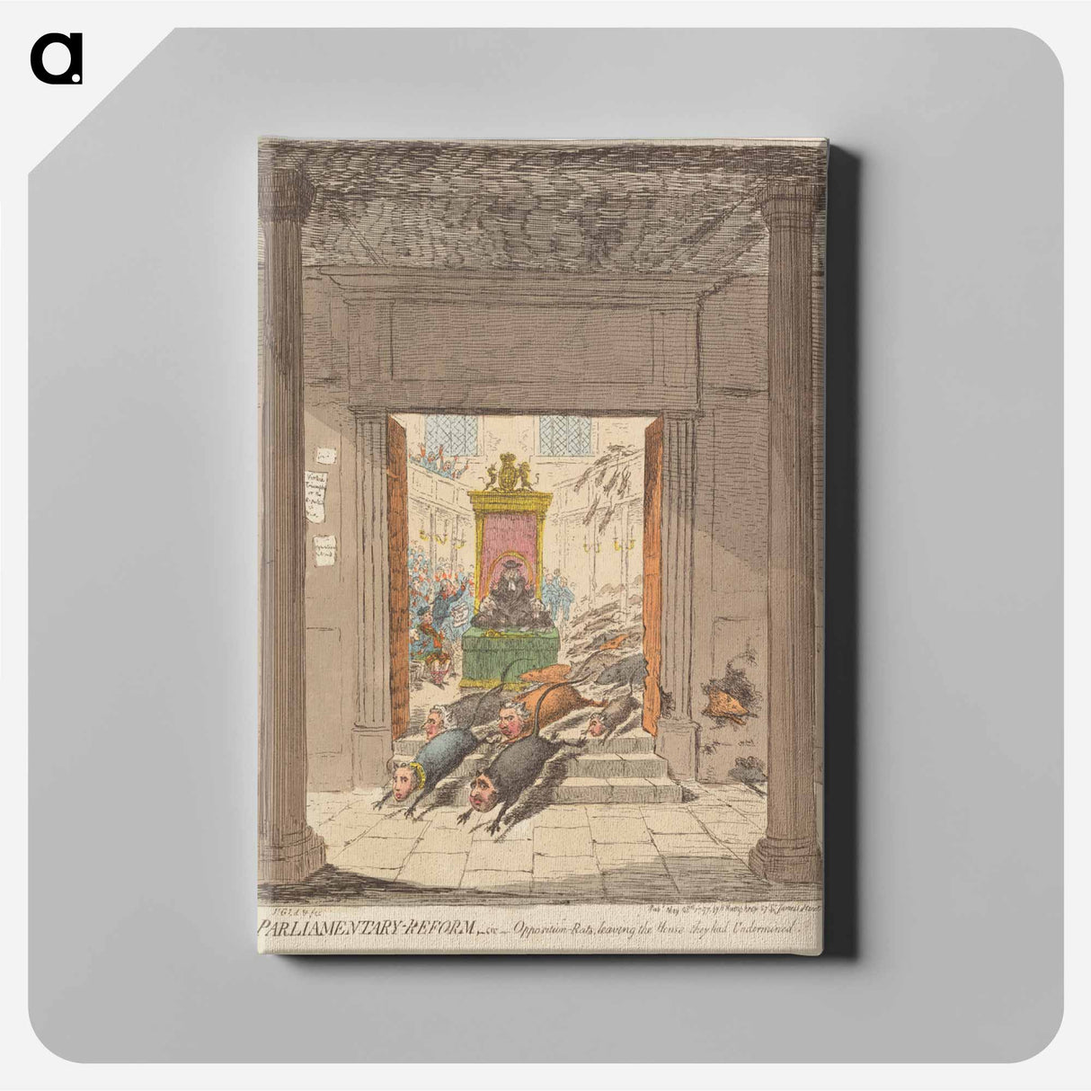 アートパネル-Parliamentary-Reform, - or - Opposition-Rats, Leaving the House They Had Undermined
 - イェール大学アートギャラリー Canvas.