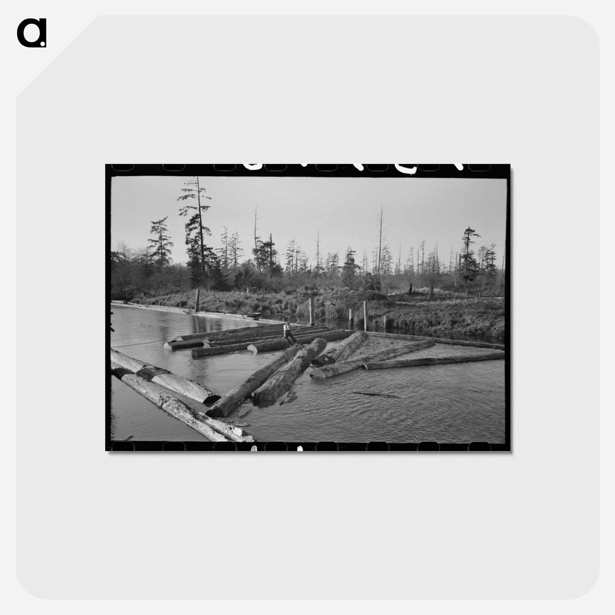 アートポストカード-Lumberjack's Log Raft
 - ラッセル リー Postcard.