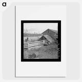 Farm buildings, slab construction, on new stump farm. Boundary County, Idaho. - Dorothea Lange Poster.