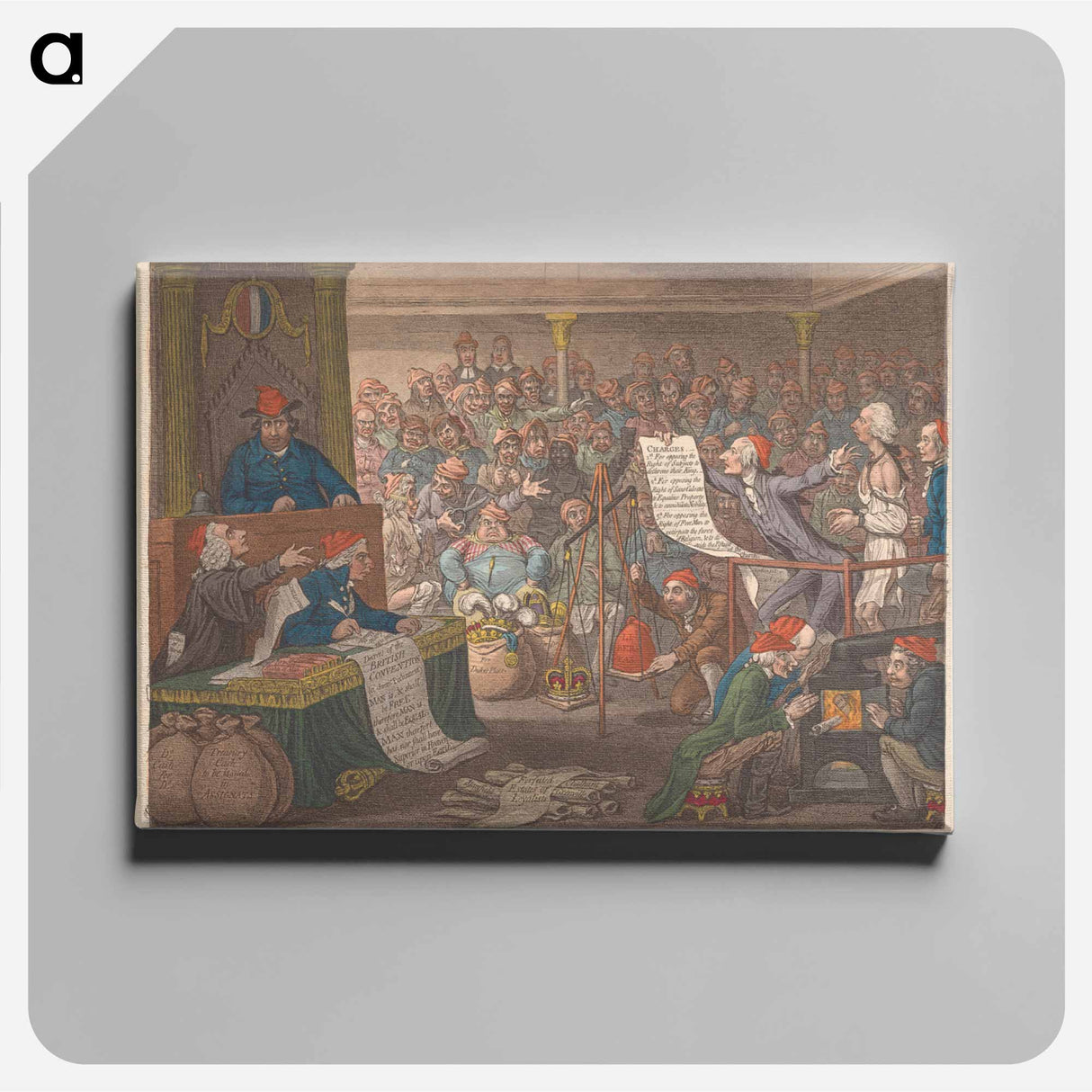 アートパネル-Patriotic Regeneration, - Viz - Parliament Refoun'd a la Francoise, - that is, - Honest Men (i.e. Opposition) in the Seat of Justice.
 - イェール大学アートギャラリー Canvas.