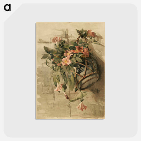 アートポストカード-Pink Flowers in Hanging Vase
 - ボストン公共図書館 Postcard.