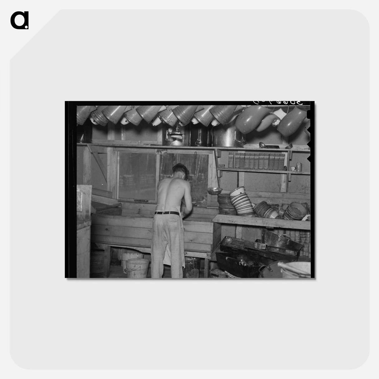 アートポストカード-Washing Dishes in Lumber Camp
 - ラッセル リー Postcard.
