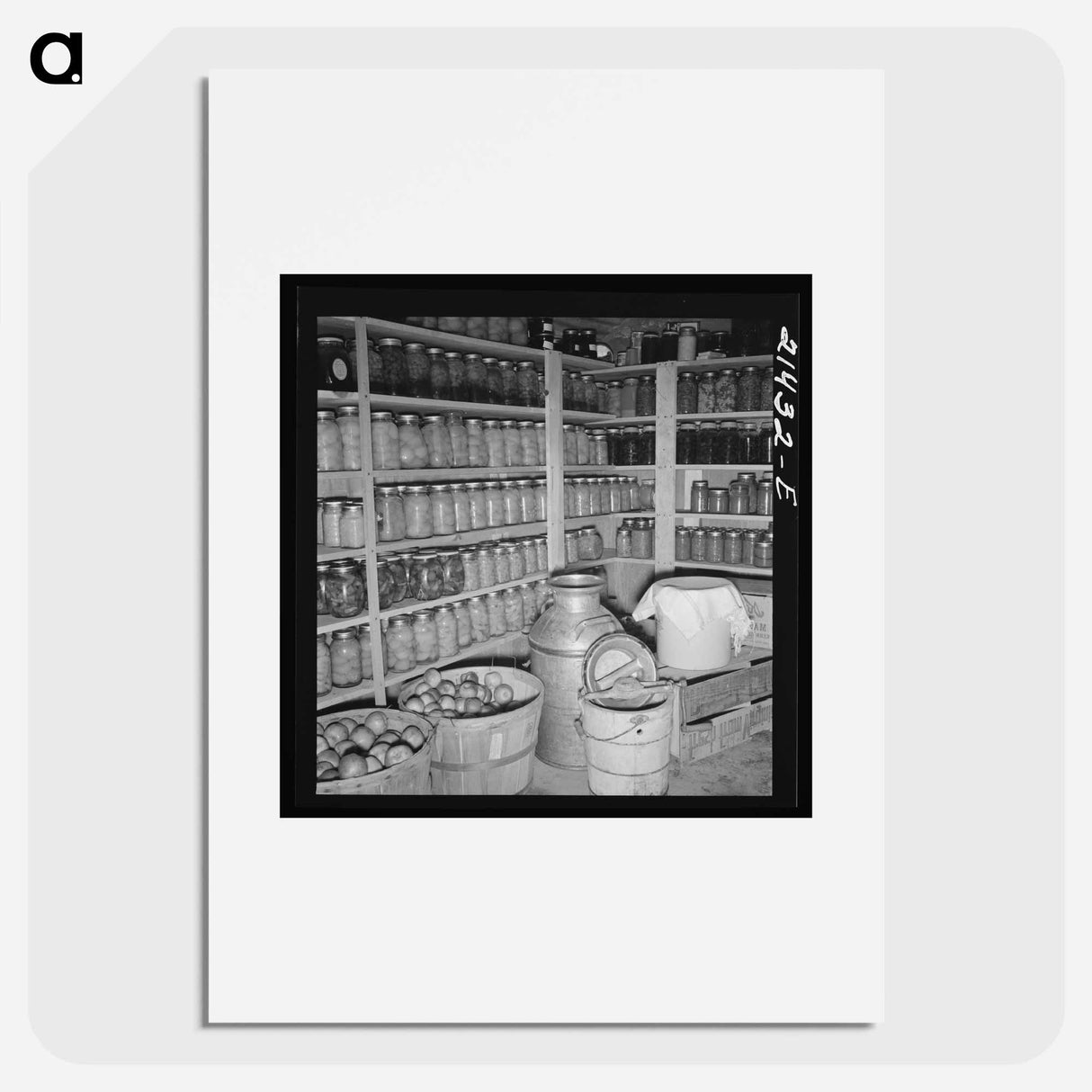 Interior of Mrs. Botner's storage cellar - Dorothea Lange Poster.